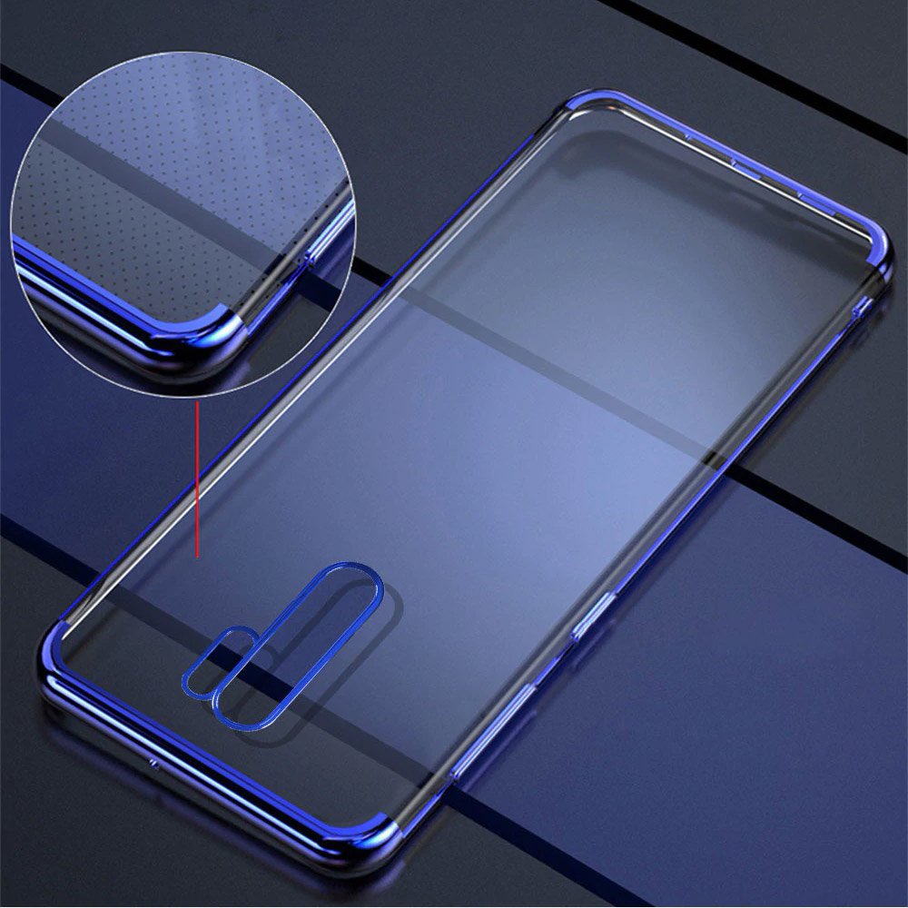 Estojo transparente de gel TPU para moldura de galvanoplastia para Xiaomi Redmi 9 preto