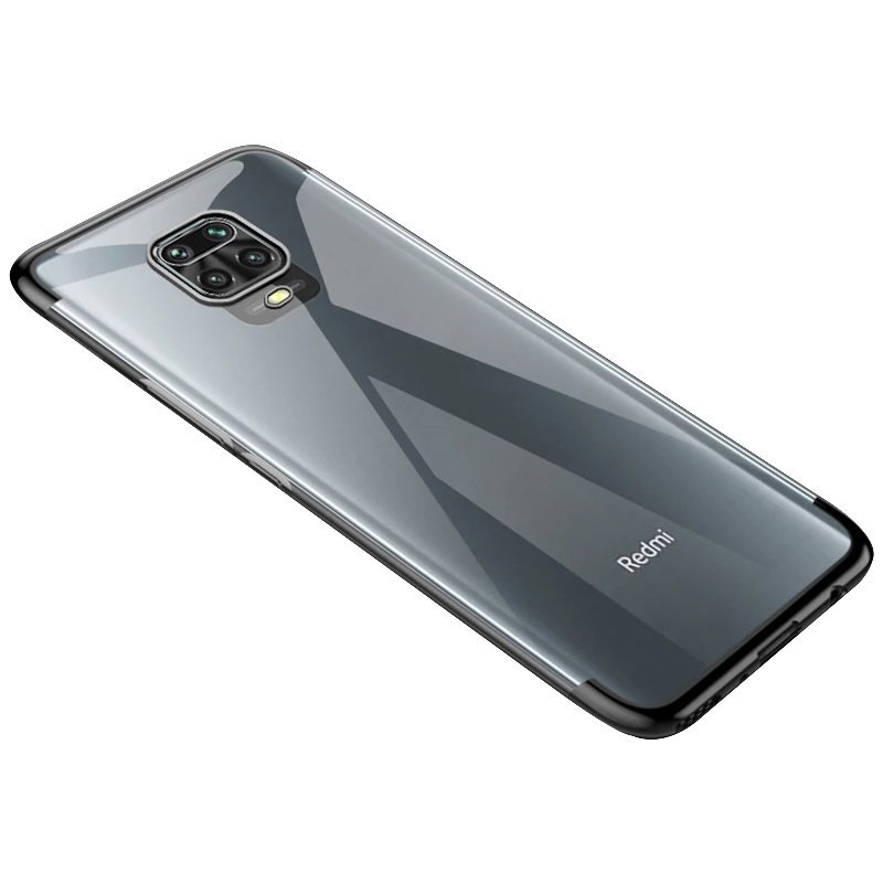 Transparente estojo de gel TPU moldura de galvanoplastia para Xiaomi Redmi Note 9 Pro - Redmi Note 9S preto