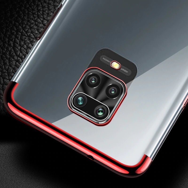 Transparente estojo de gel TPU moldura de galvanoplastia para Xiaomi Redmi Note 9 Pro - Redmi Note 9S preto