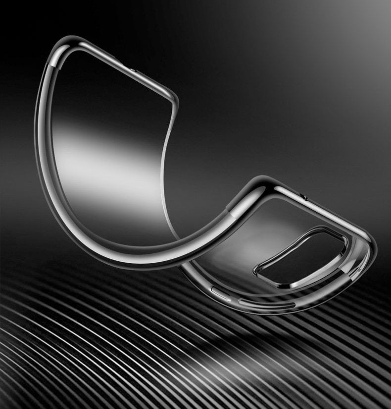 Capa transparente de gel TPU com estrutura de galvanoplastia para Samsung Galaxy A41 preta