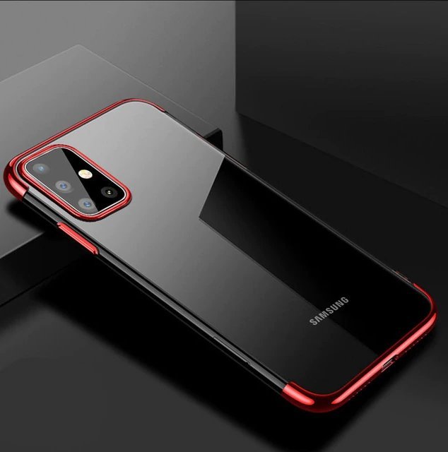 Capa transparente de gel TPU com estrutura de galvanoplastia para Samsung Galaxy A41 vermelho