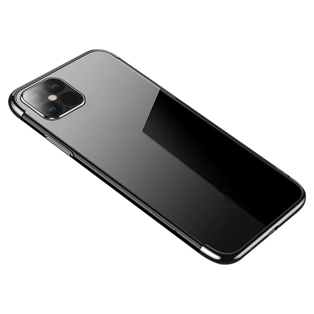 Capa transparente de gel TPU com estrutura de galvanoplastia para iPhone 12 mini preto