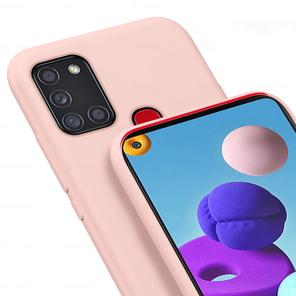 Capa de silicone com capa de borracha flexível macia para Samsung Galaxy A21S preta