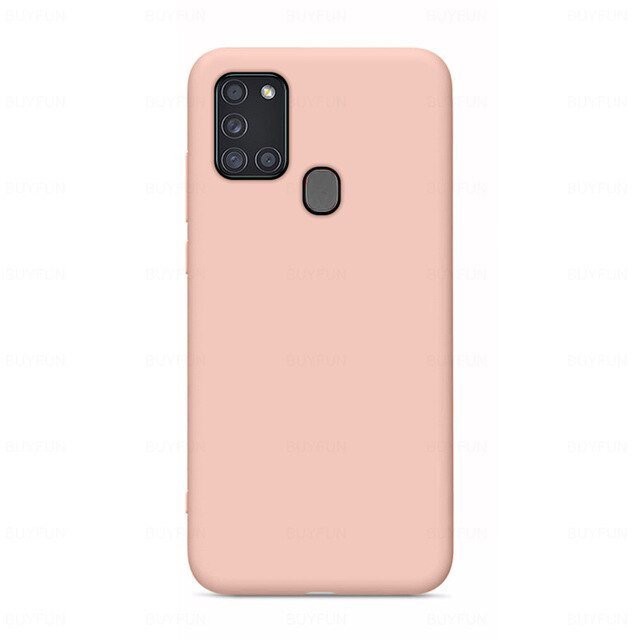 Capa de silicone com capa de borracha flexível macia para Samsung Galaxy A21S rosa