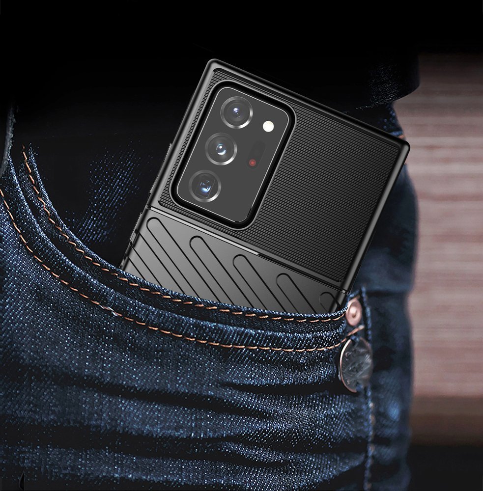 Capa Thunder Capa flexível resistente resistente e resistente de TPU para Samsung Galaxy Note 20 Ultra preta