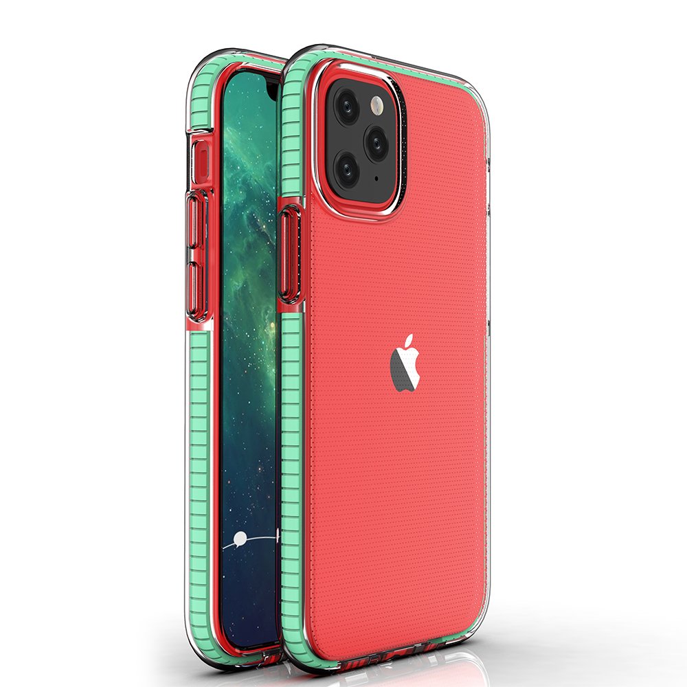 Capa protetora de gel TPU transparente com moldura colorida para iPhone 12 mini mint