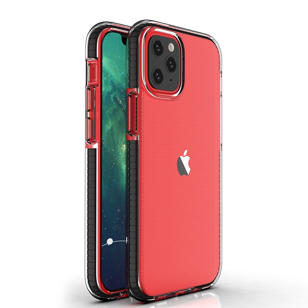 Capa protetora de gel TPU transparente com moldura colorida para iPhone 12 Pro - iPhone 12 preto