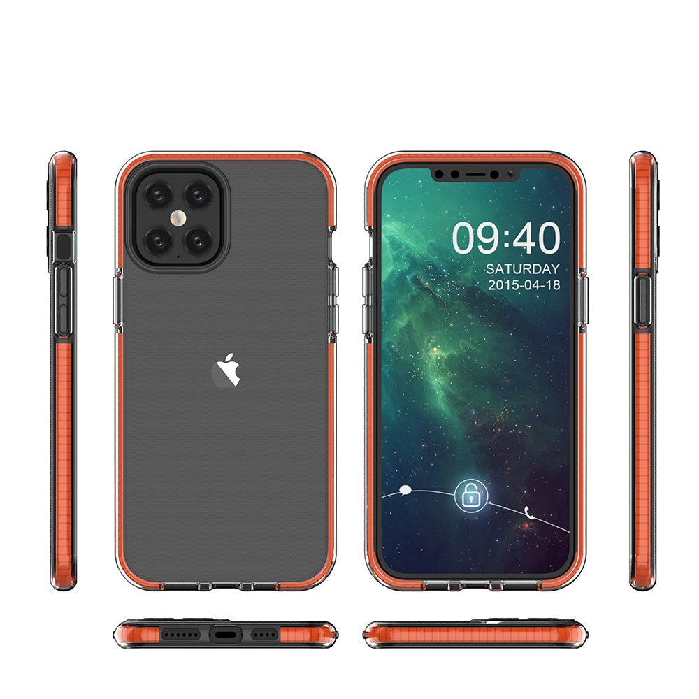 Capa protetora de gel de TPU transparente com moldura colorida para iPhone 12 Pro Max azul escuro