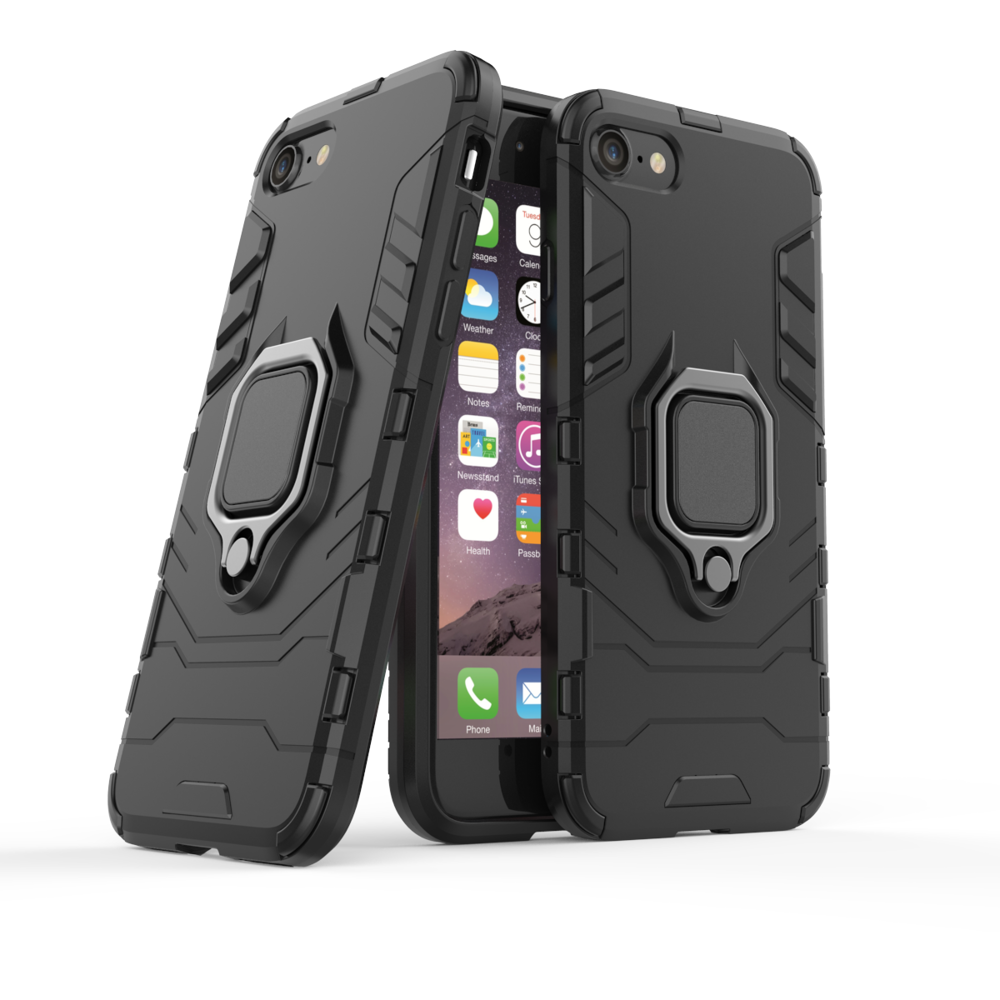 Ring Armor Case Kickstand Capa resistente e resistente para iPhone SE 2020 - iPhone 8 - iPhone 7 preto