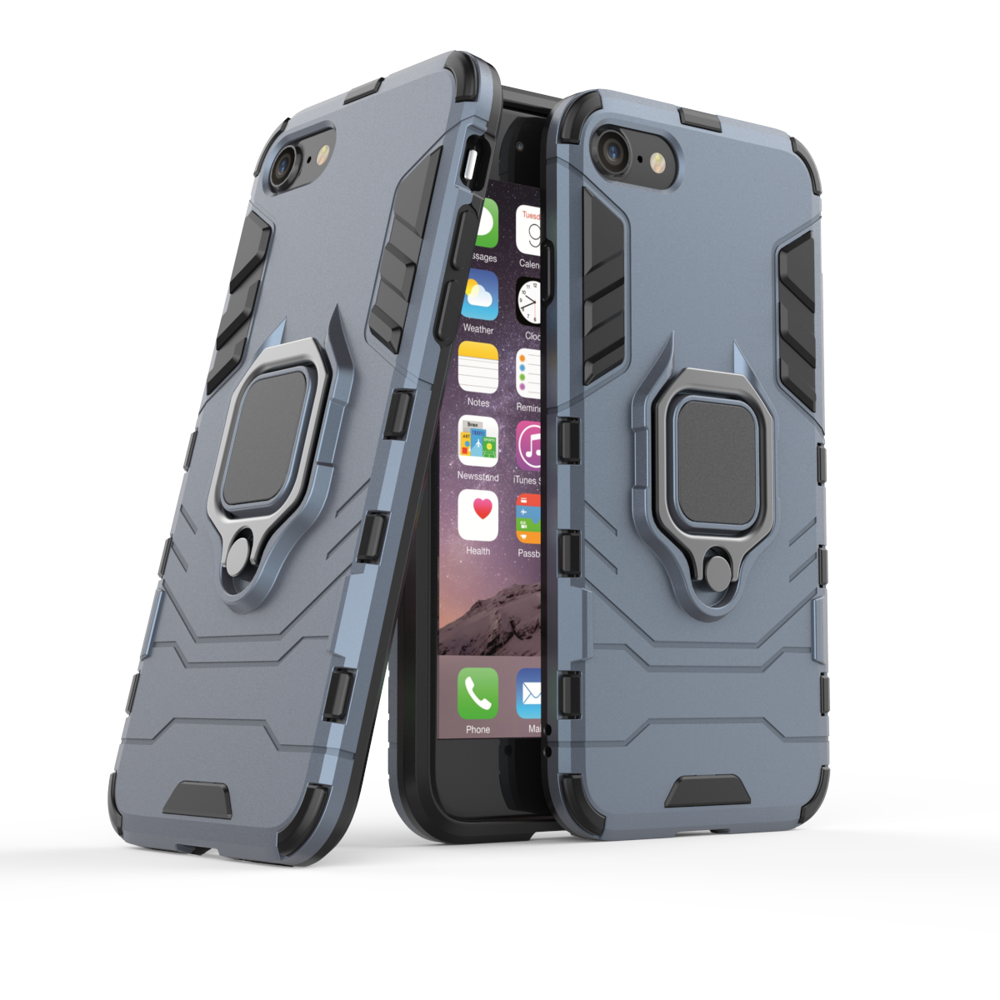 Ring Armor Case Kickstand Capa resistente e resistente para iPhone SE 2020 - iPhone 8 - iPhone 7 azul