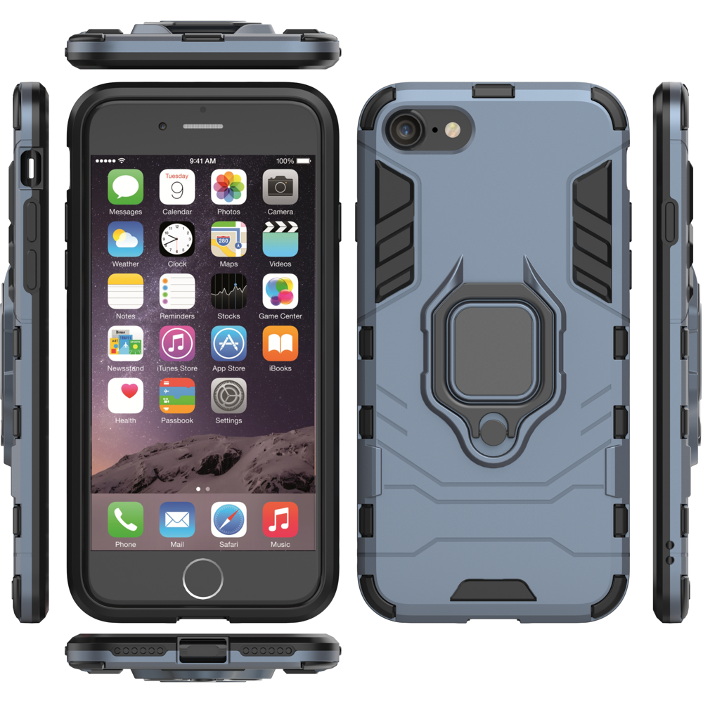 Ring Armor Case Kickstand Capa resistente e resistente para iPhone SE 2020 - iPhone 8 - iPhone 7 azul