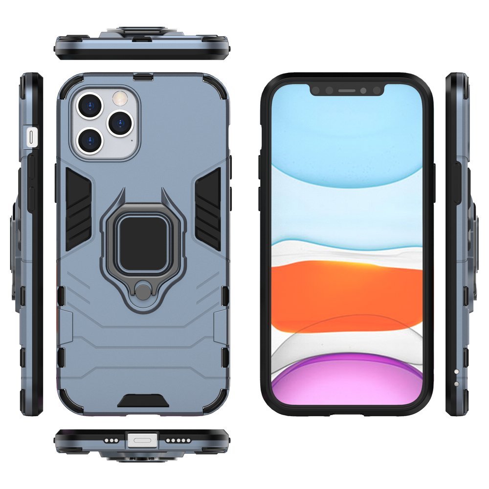 Ring Armor Case Kickstand Capa resistente e resistente para iPhone 12 Pro - iPhone 12 azul