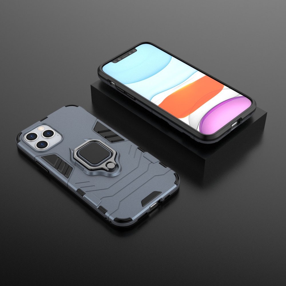 Ring Armor Case Kickstand Capa resistente e resistente para iPhone 12 Pro - iPhone 12 azul
