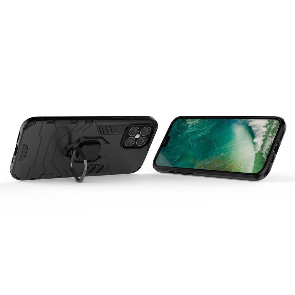 Ring Armor Case Kickstand Capa resistente e resistente para iPhone 12 Pro Max preto