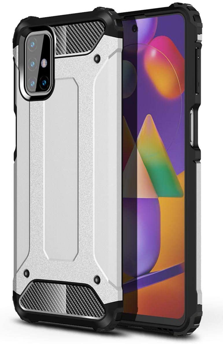 Capa Hybrid Armor Capa resistente e resistente para Samsung Galaxy M31s prata