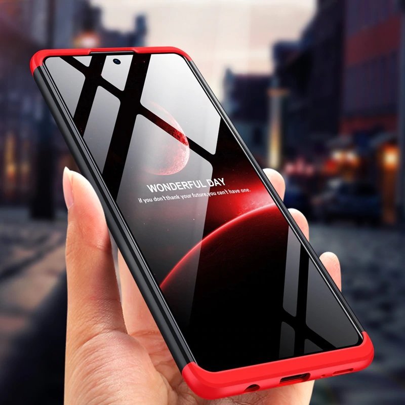 Capa de proteção GKK 360 frontal e traseira capa completa para Samsung Galaxy M31s preto-vermelho