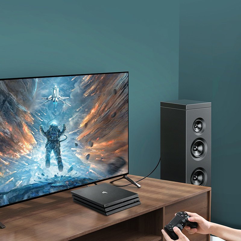 Cabo de fibra óptica de áudio digital Ugreen 1 m Toslink SPDIF cinza (70890)