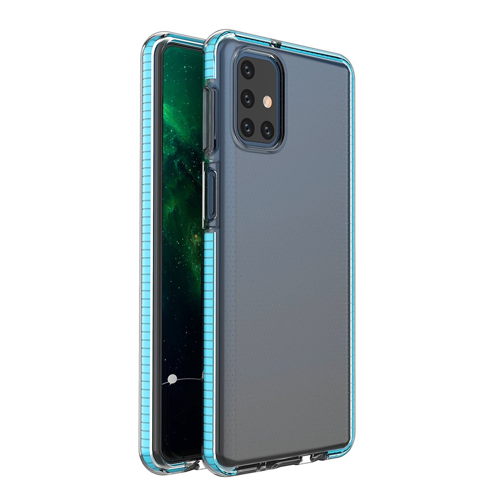 Capa protetora de gel de TPU transparente com moldura colorida para Samsung Galaxy M31s azul claro
