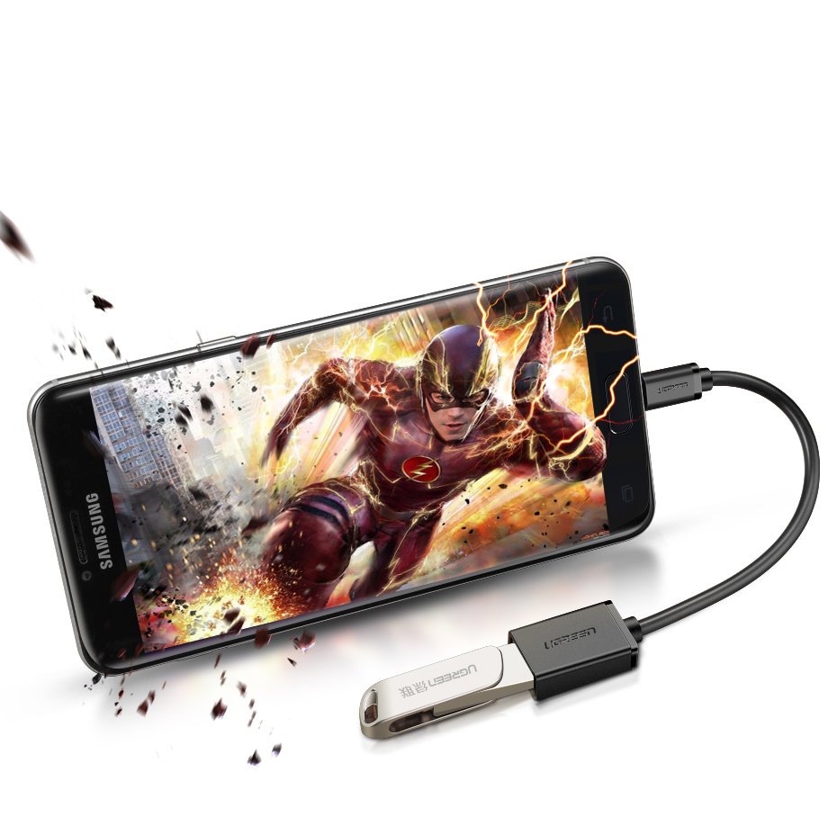 USB Ugreen (fêmea) - adaptador de cabo OTG micro USB (macho) 12 cm USB 2.0 480 Mbps preto (US133 10396)