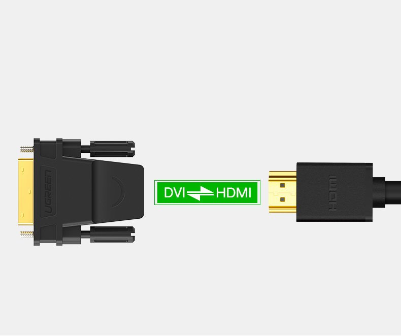 Ugreen HDMI (fêmea) - adaptador DVI 24 + 1 (macho) FHD 60 Hz preto (20124)