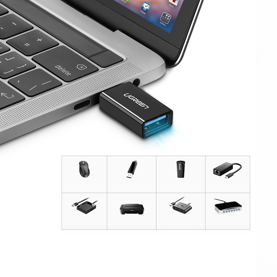 Ugreen USB 3.2 Gen 1 (feminino) - adaptador OTG USB Tipo-C (masculino) branco (30155)