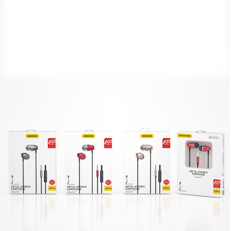 Auriculares Dudao Auriculares intra-auriculares com minitomada de 35 mm Plug vermelho (X2Pro vermelho)