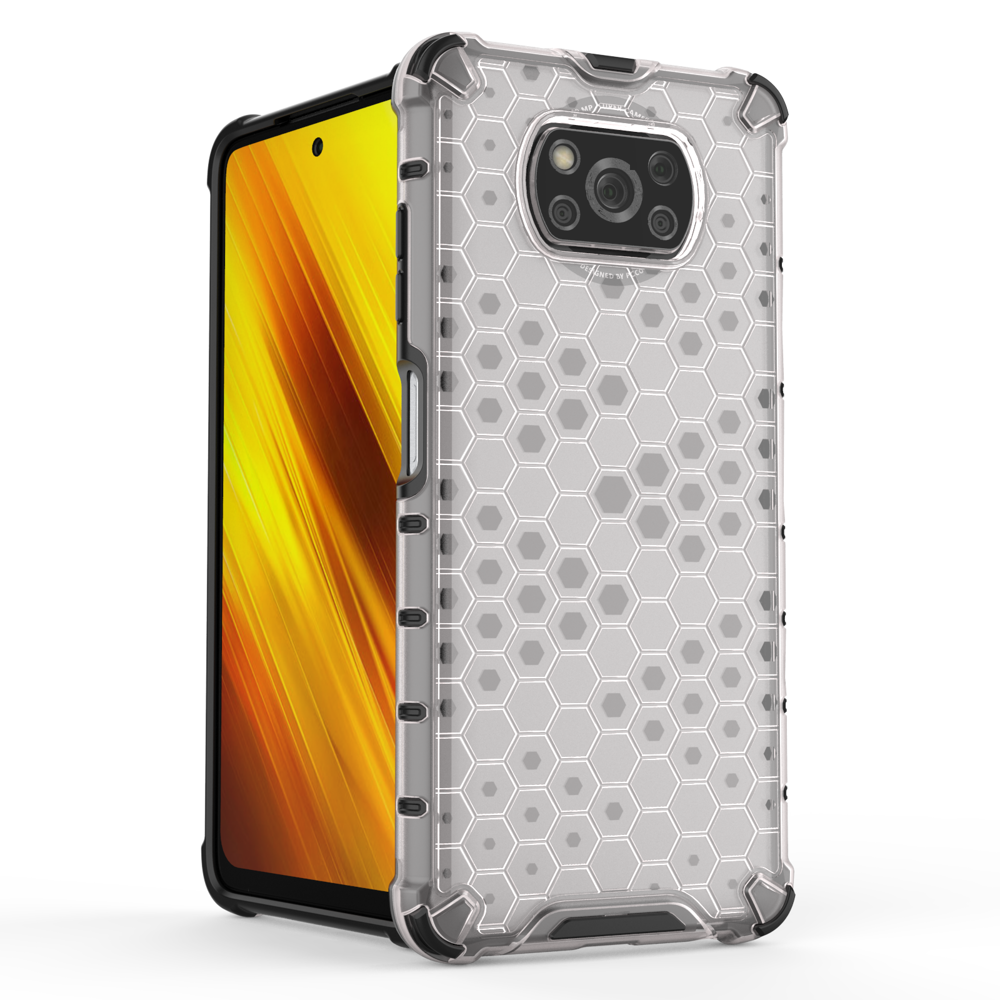 Capa de armadura de favo de mel com pára-choque de TPU para Xiaomi Poco X3 NFC - Poco X3 Pro transparente