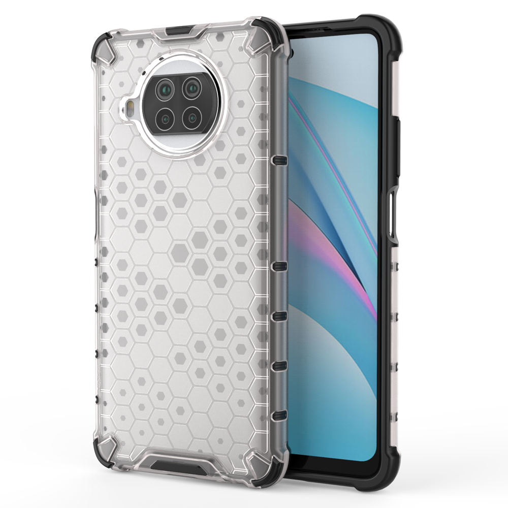 Capa de armadura de favo de mel com pára-choque de TPU para Xiaomi Mi 10T Lite transparente