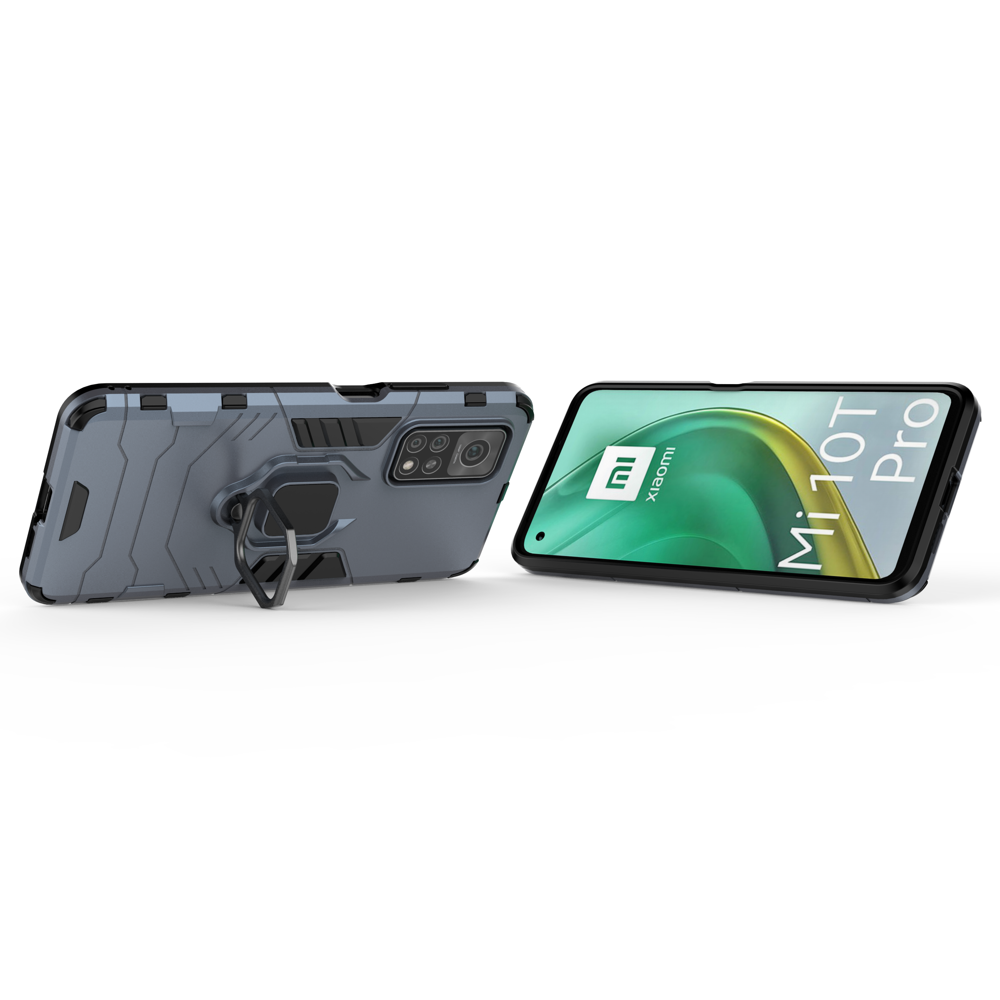 Capa de armadura de anel com suporte resistente e resistente para Xiaomi Mi 10T Pro - Mi 10T azul