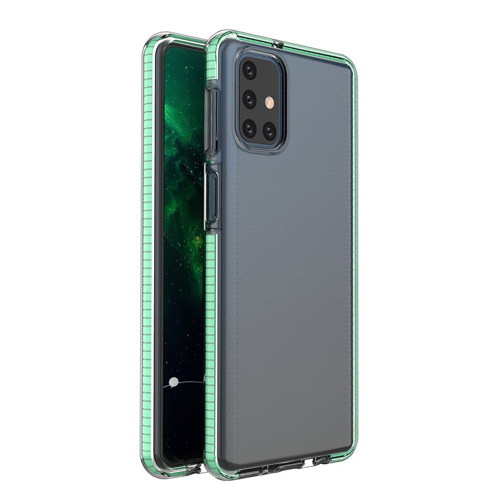 Capa protetora de gel TPU transparente com moldura colorida para Samsung Galaxy M51 mint