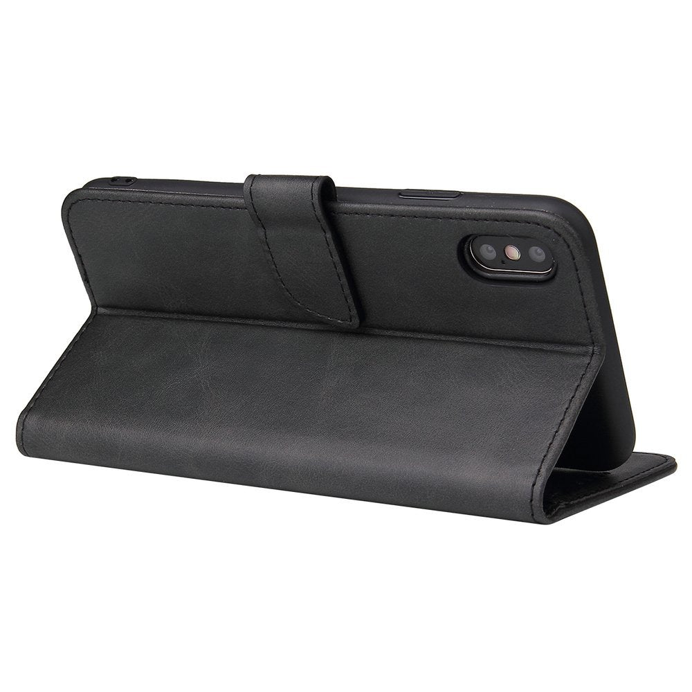 Estojo magnético elegante estante tipo estante com suporte para iPhone XS - iPhone X preto