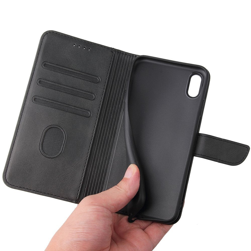 Estojo magnético elegante estante tipo estante com suporte para iPhone XS - iPhone X preto