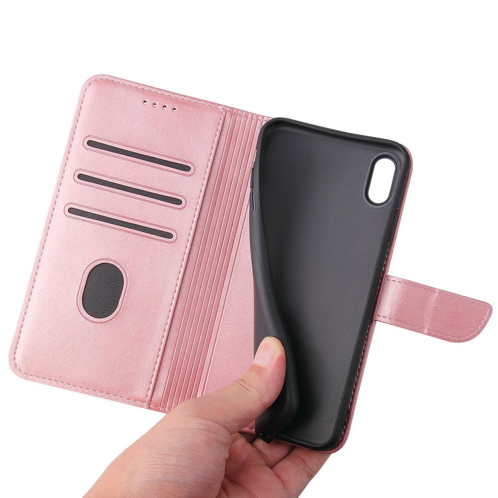 Estojo magnético elegante estante tipo estante com suporte para iPhone XS - iPhone X rosa