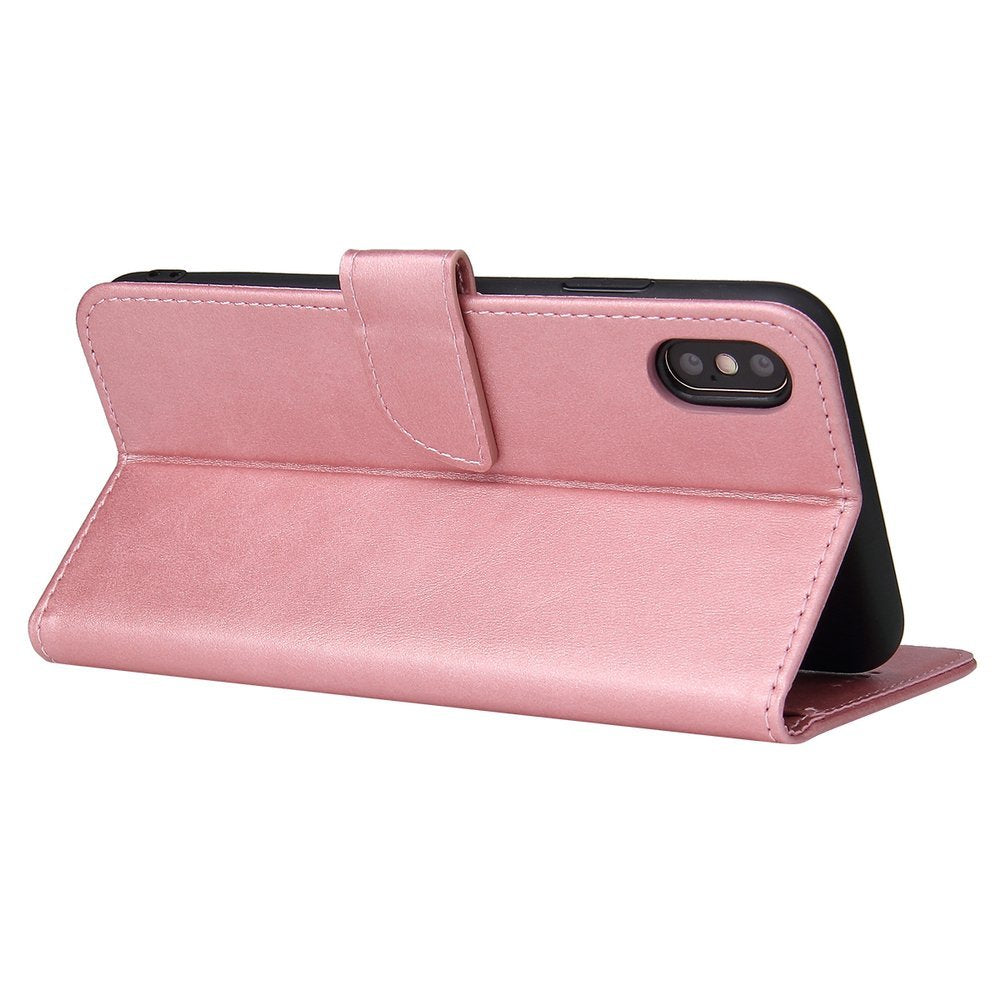 Estojo magnético elegante estante tipo estante com suporte para iPhone XS - iPhone X rosa