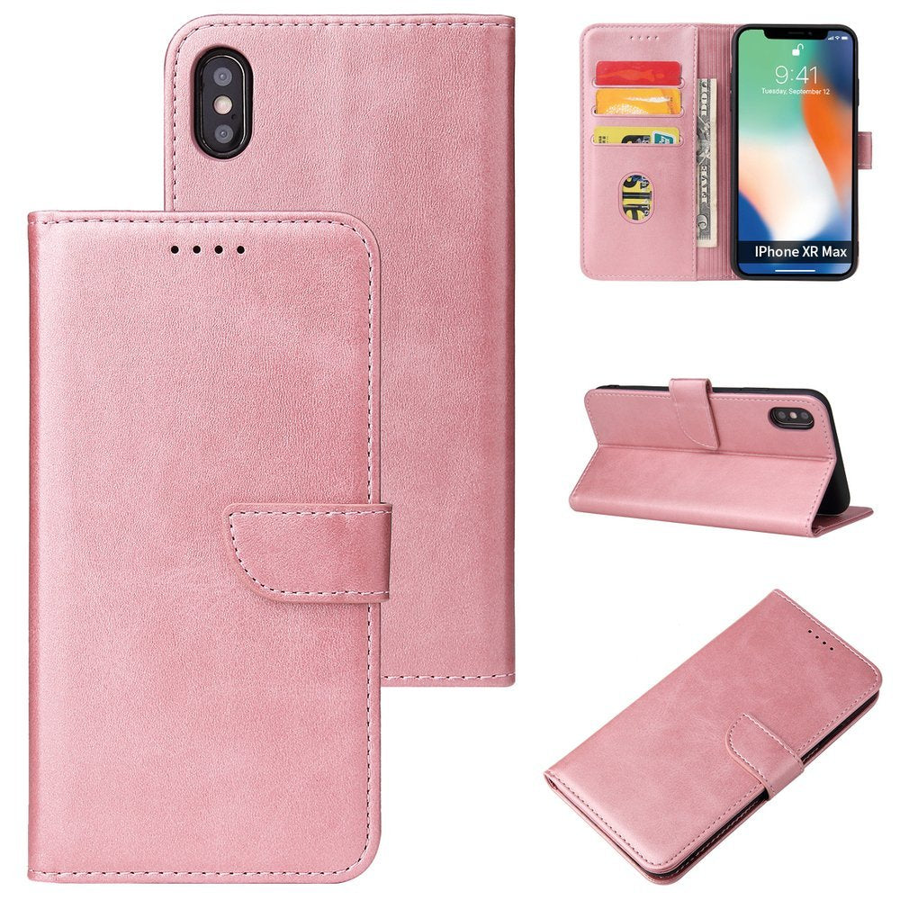 Estojo magnético elegante estante tipo estante com suporte para iPhone XS - iPhone X rosa
