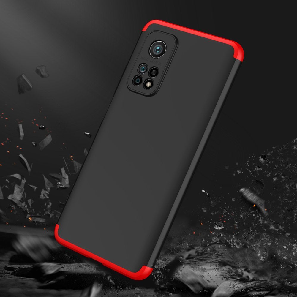 GKK 360 Capa de proteção frontal e traseira capa de corpo inteiro Xiaomi Mi 10T Pro - Xiaomi Mi 10T preto-vermelho