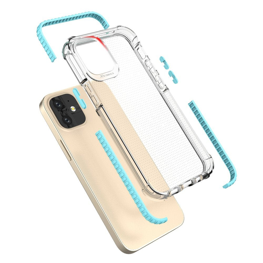 Capa protetora resistente em gel TPU transparente Spring Armor com moldura colorida para iPhone 12 mini vermelho
