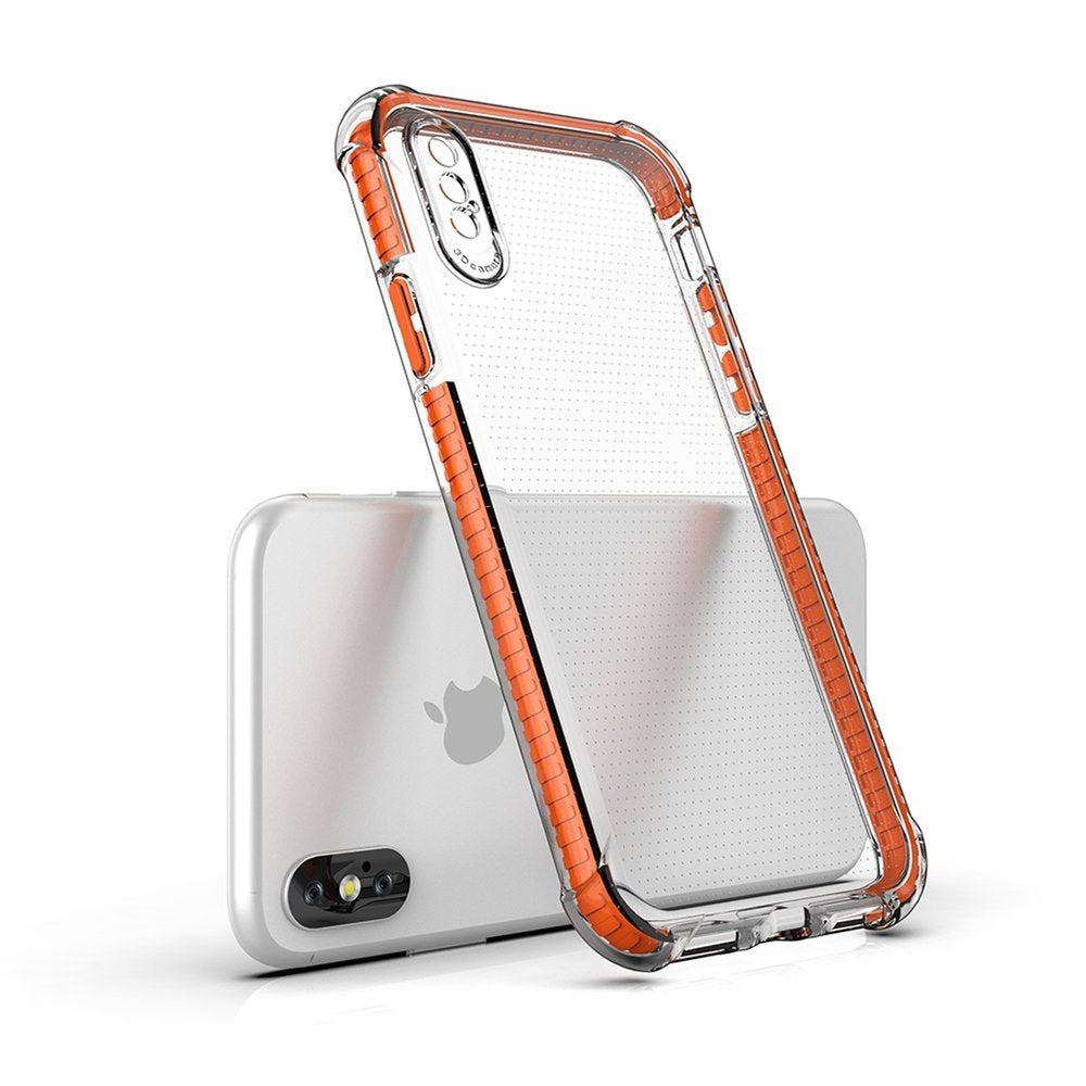 Capa protetora resistente em gel TPU transparente Spring Armor com moldura colorida para iPhone XS - iPhone X rosa