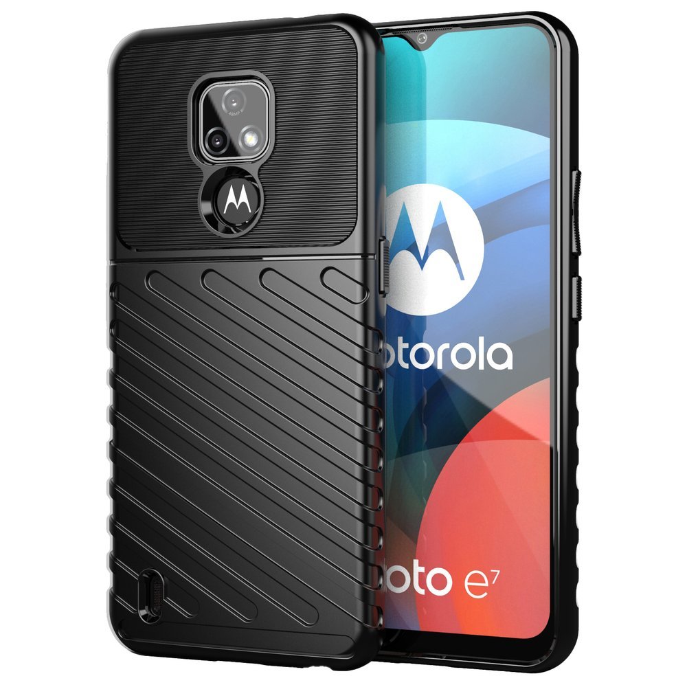 Capa Thunder Capa flexível resistente resistente em TPU para Motorola Moto E7 preta