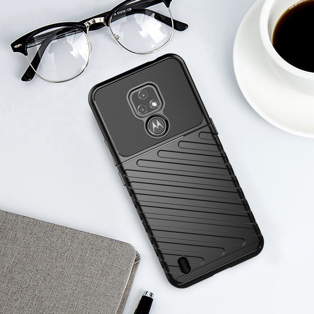 Capa Thunder Capa flexível resistente resistente em TPU para Motorola Moto E7 preta