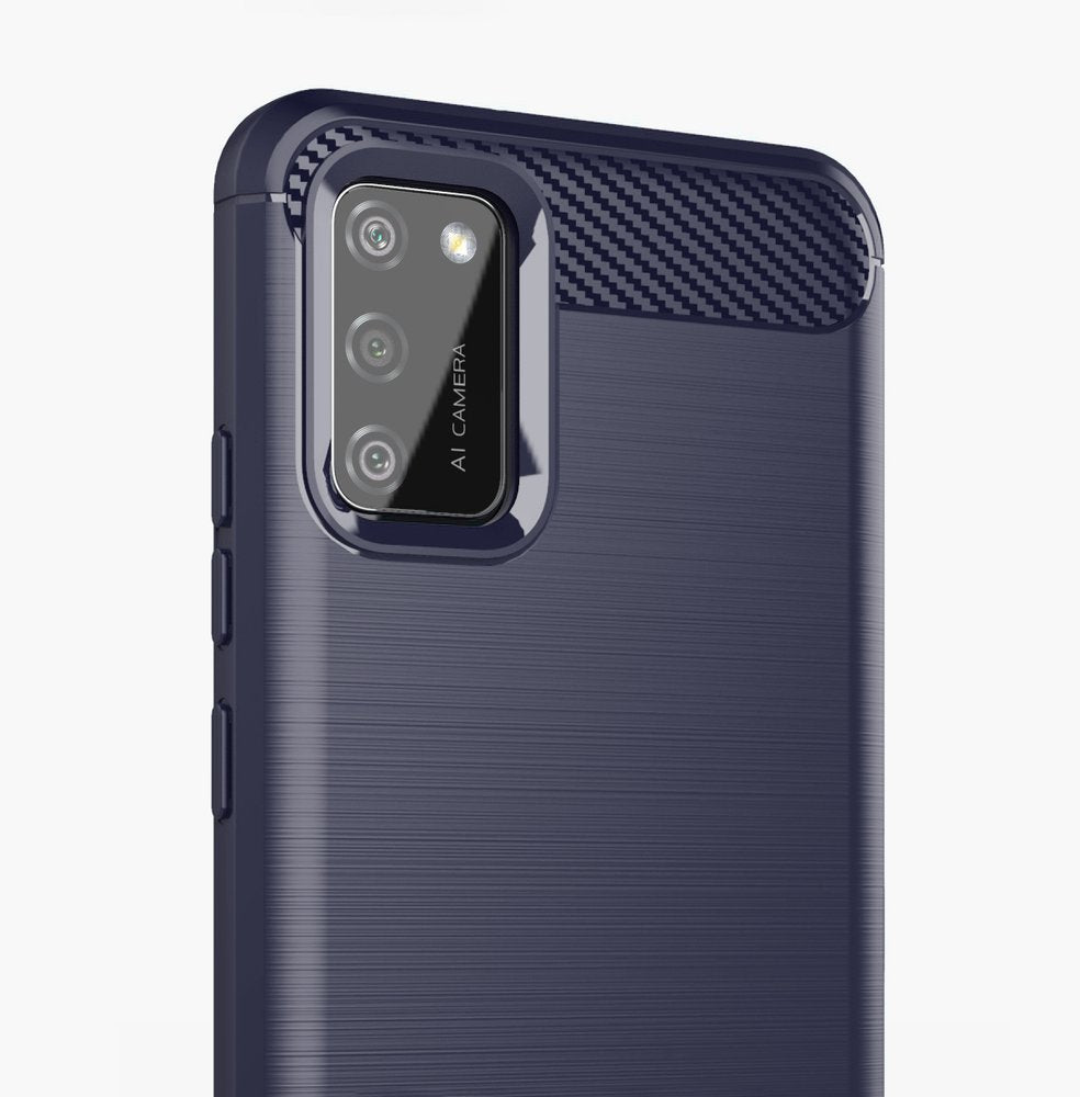 Capa carbono Capa flexível de TPU para Samsung Galaxy A02s azul UE