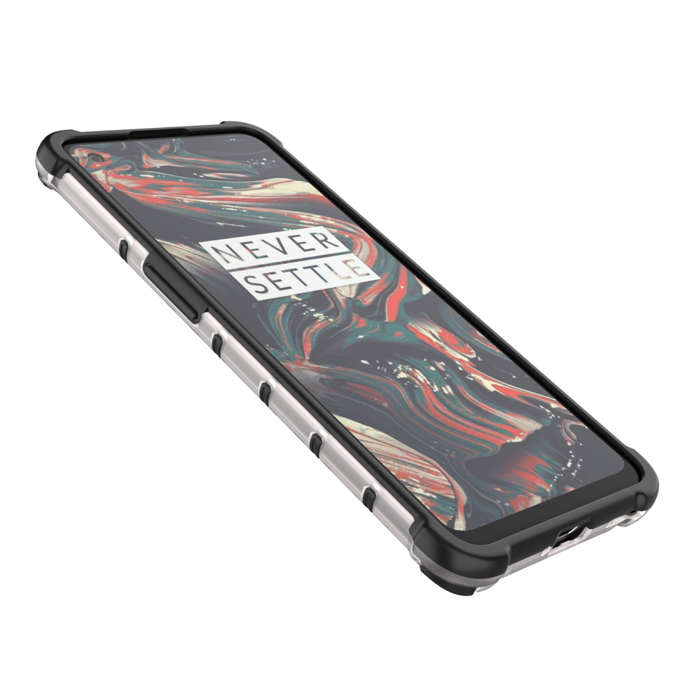 Capa de armadura case em favo de mel com pára-choque de TPU para OnePlus 9 preto