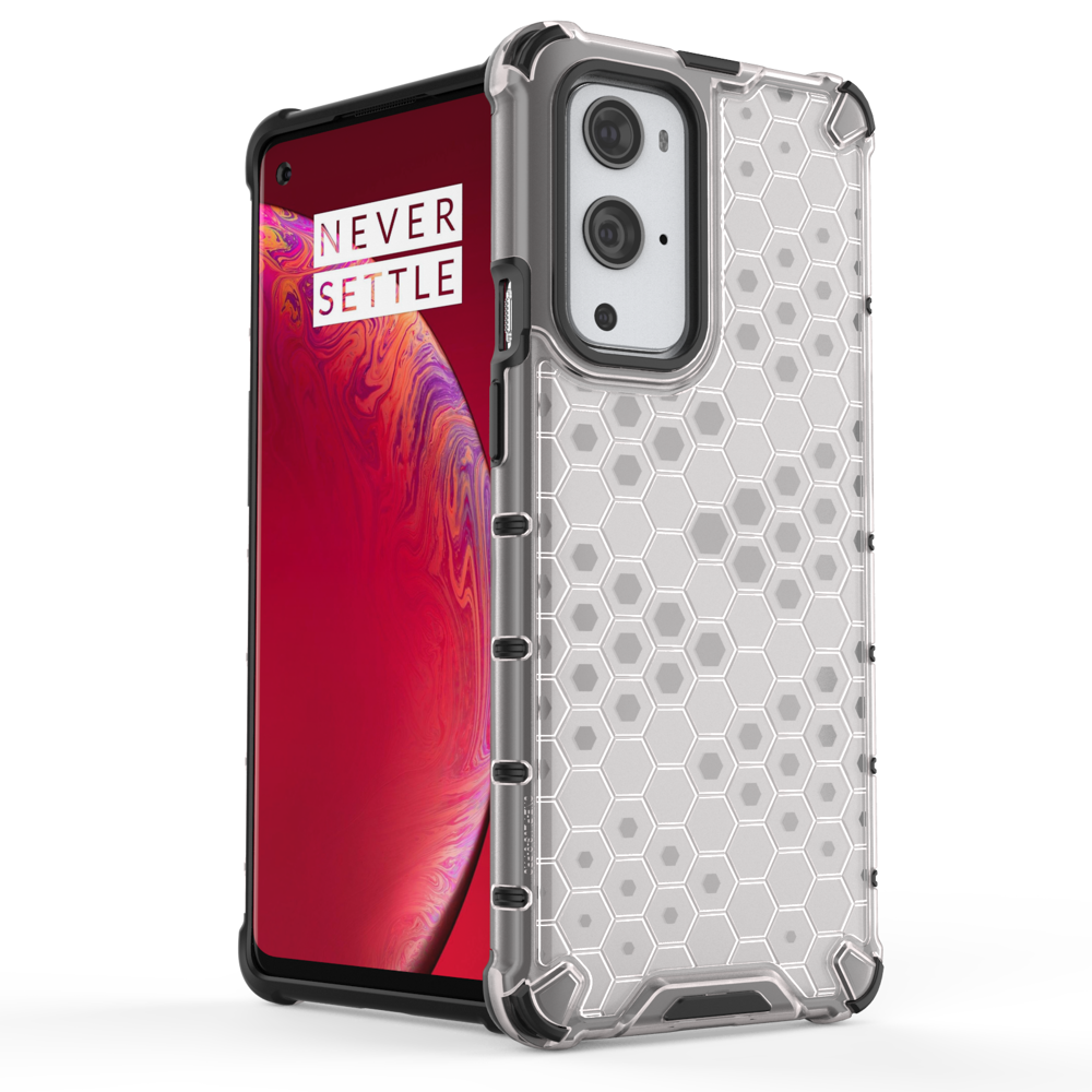 Capa de armadura de caixa de favo de mel com pára-choque de TPU para OnePlus 9 Pro preto