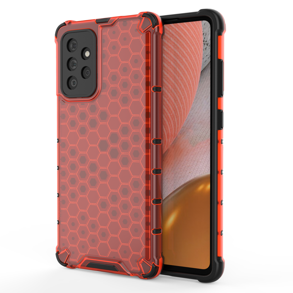 Capa de armadura de favo de mel com pára-choque de TPU para Samsung Galaxy A72 4G vermelho