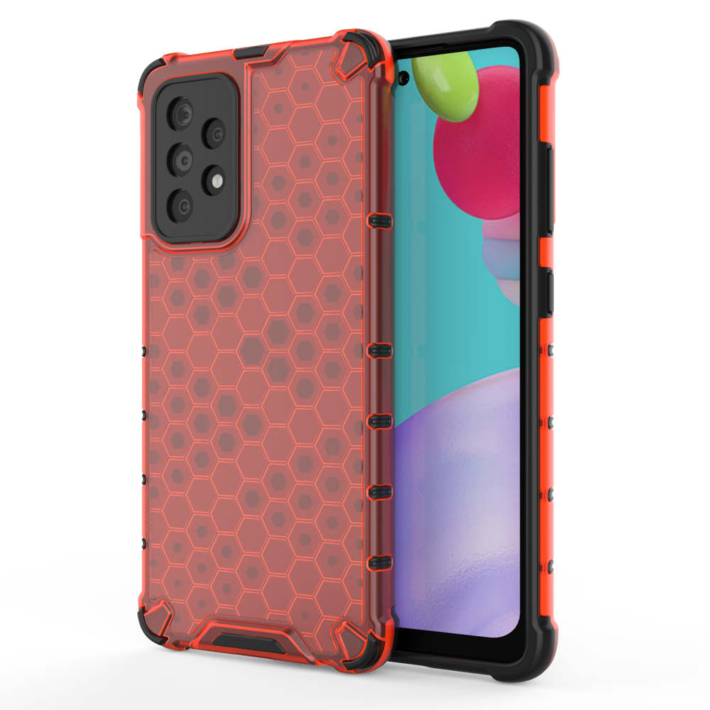 Capa de armadura de favo de mel com pára-choque de TPU para Samsung Galaxy A52 5G - A52 4G vermelho