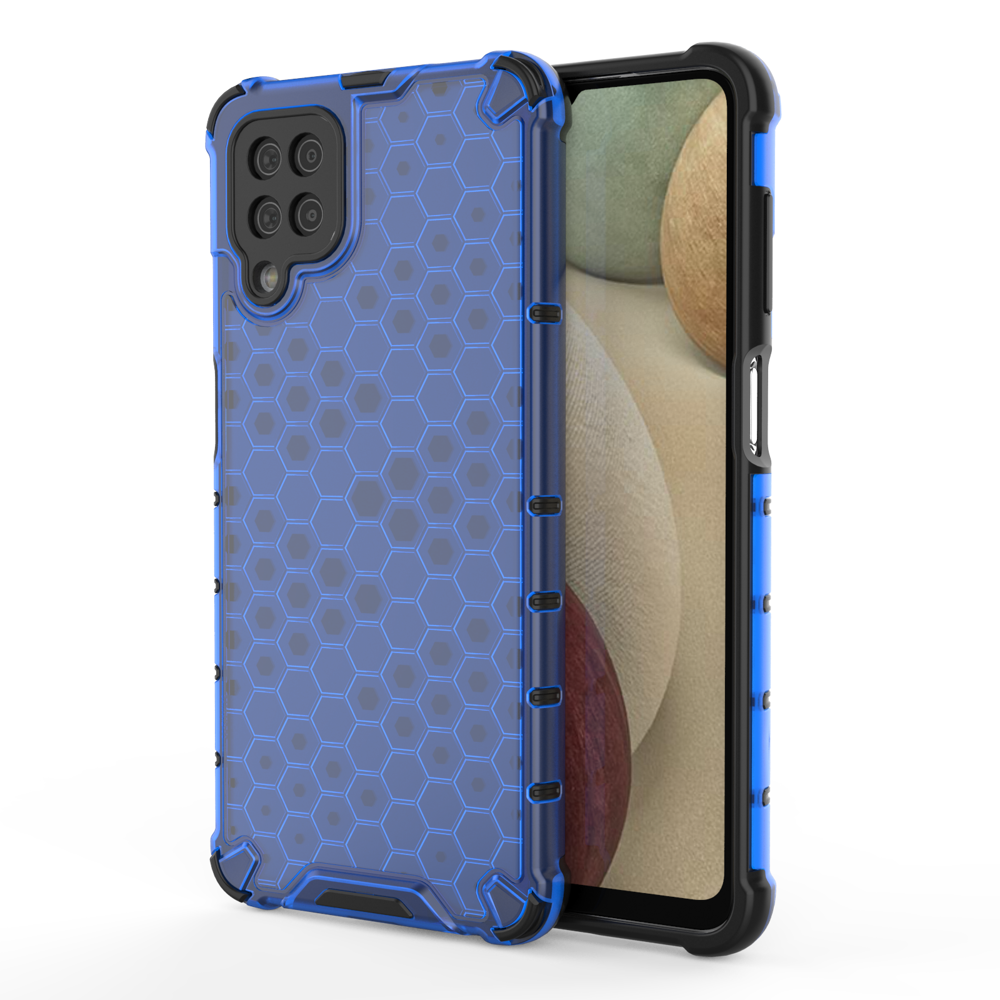 Capa de armadura de favo de mel com proteção de TPU para Samsung Galaxy A12 - Galaxy M12 azul