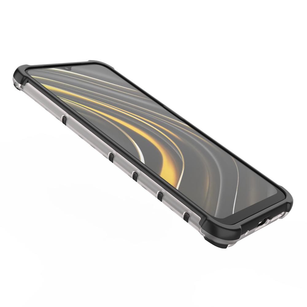 Capa de armadura em caixa de favo de mel com pára-choque de TPU para Xiaomi Poco M3 - Xiaomi Redmi 9T preto