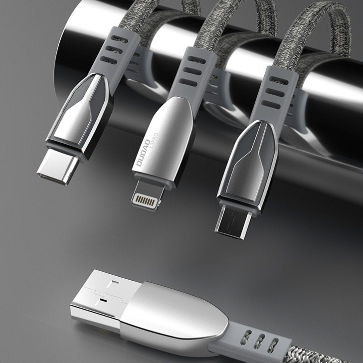 Dudao USB - USB Tipo-C Tecido de liga de zinco trançado 5 A 1 m cabo usb cinza (L3PROT cinza)