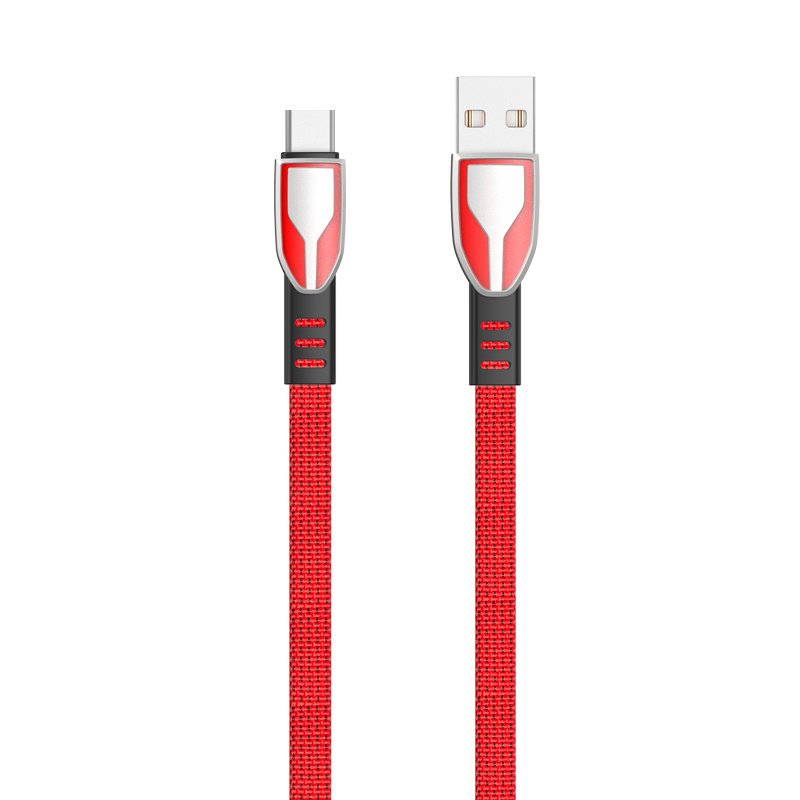 Dudao USB - USB Tipo-C Tecido de liga de zinco trançado 5 A 1 m cabo usb vermelho (L3PROT vermelho)
