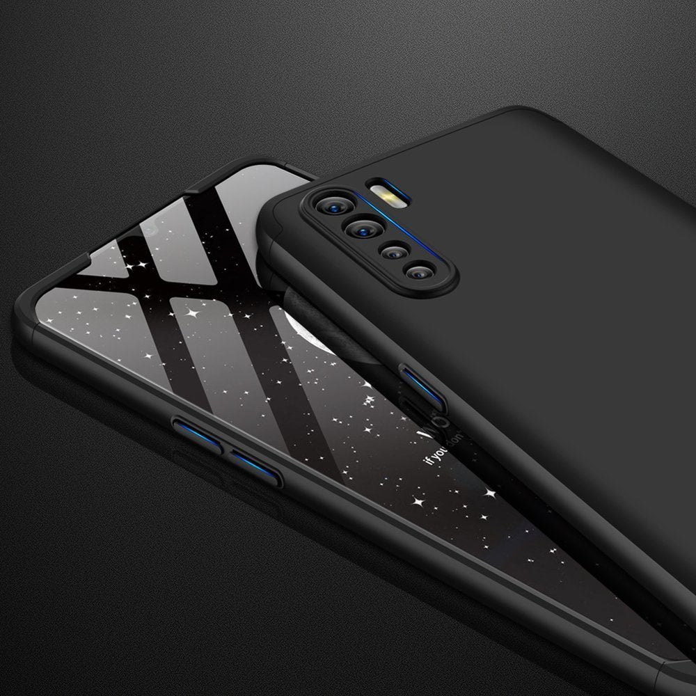GKK 360 Capa de proteção frontal e traseira capa de corpo inteiro Oppo Reno3 - A91 - F15 preto